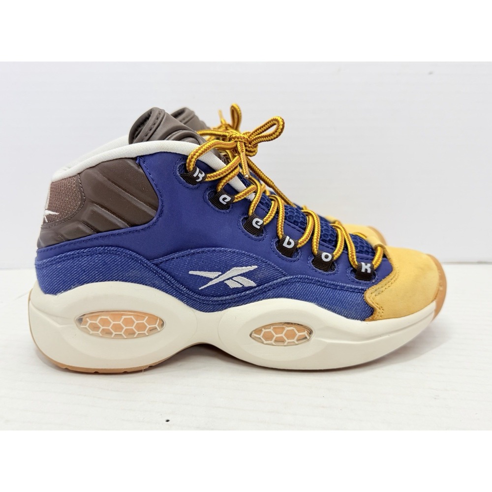 Reebok Question Mid Dress Code Allen Iverson Big Kids Size 5Y Denim Wheat AR1957